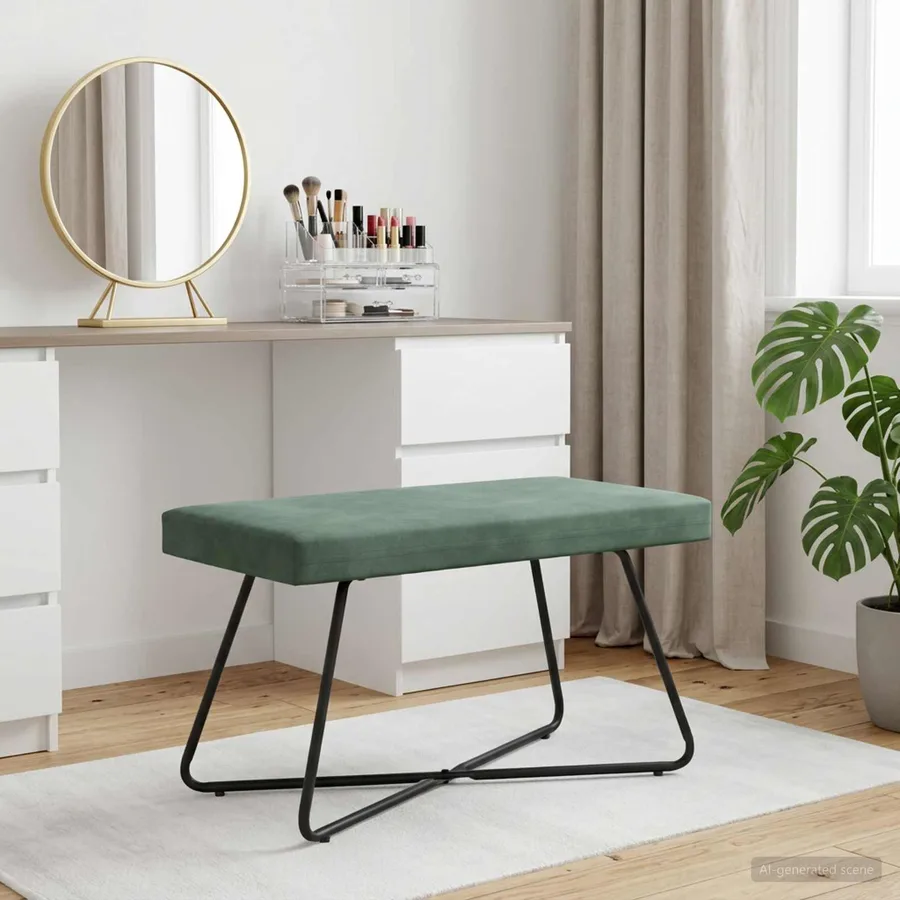 banc Vert Mer 80 x 40 x 45 cm Velours - 3