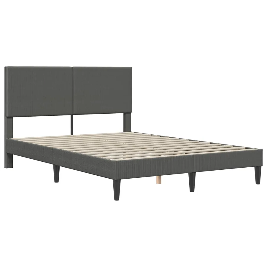 Cadre de lit Gris foncé 140 x 190 cm Tissu en velours côtelé - 3