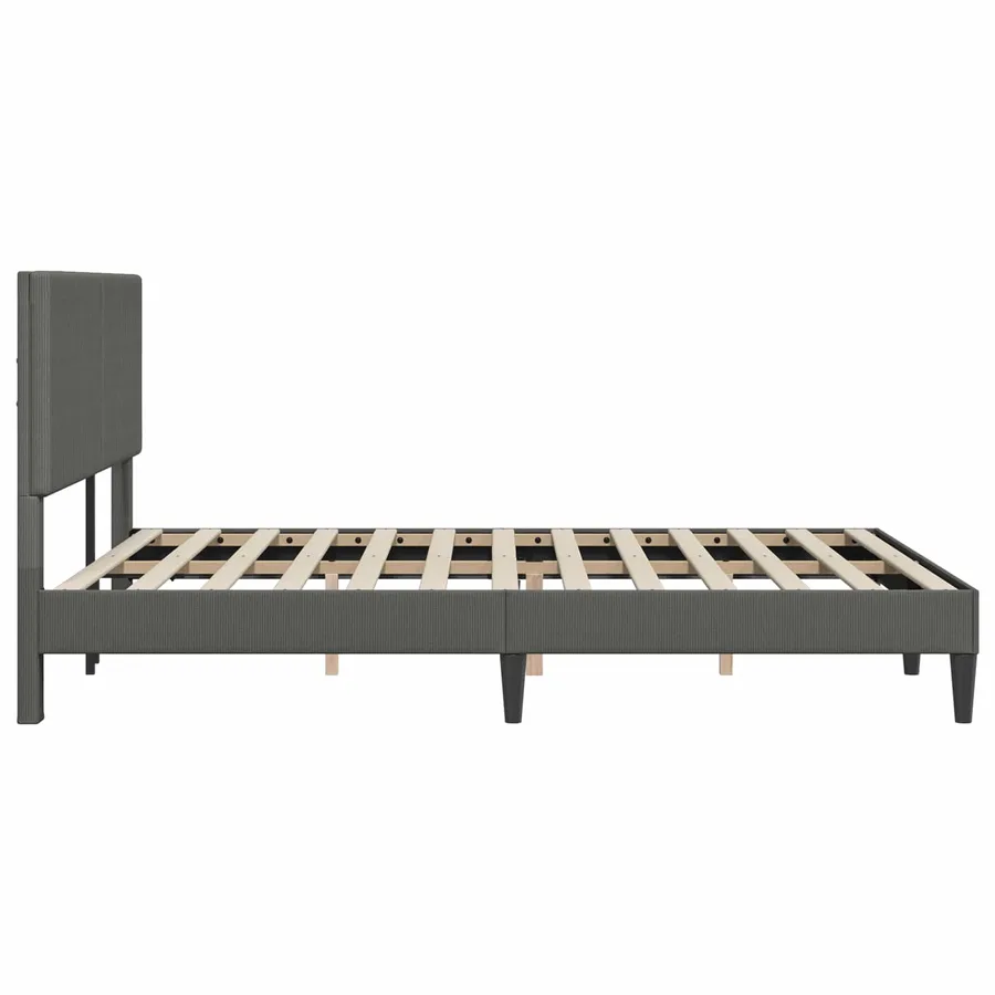 Cadre de lit Gris foncé 140 x 190 cm Tissu en velours côtelé - 5