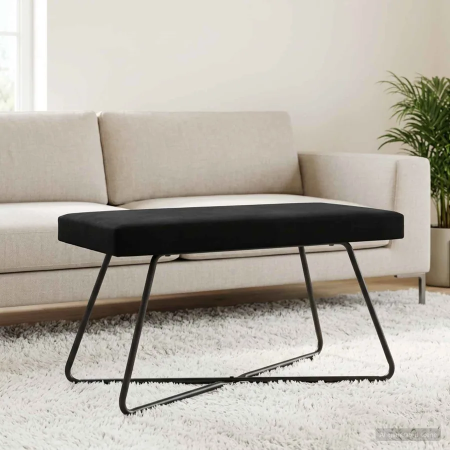 banc Noir 80 x 40 x 45 cm Velours