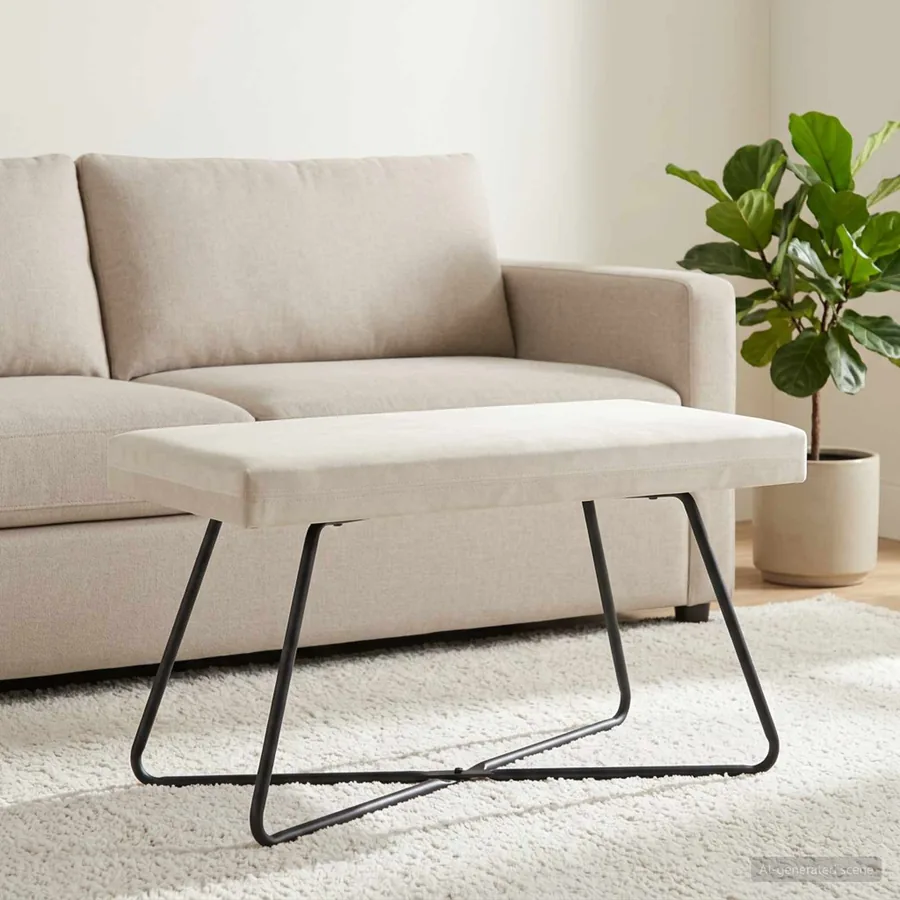 banc Crème 80 x 40 x 45 cm Velours