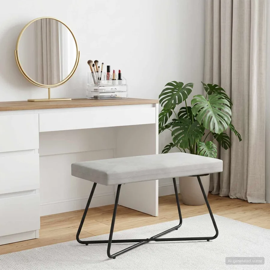 banc Crème 80 x 40 x 45 cm Velours - 3