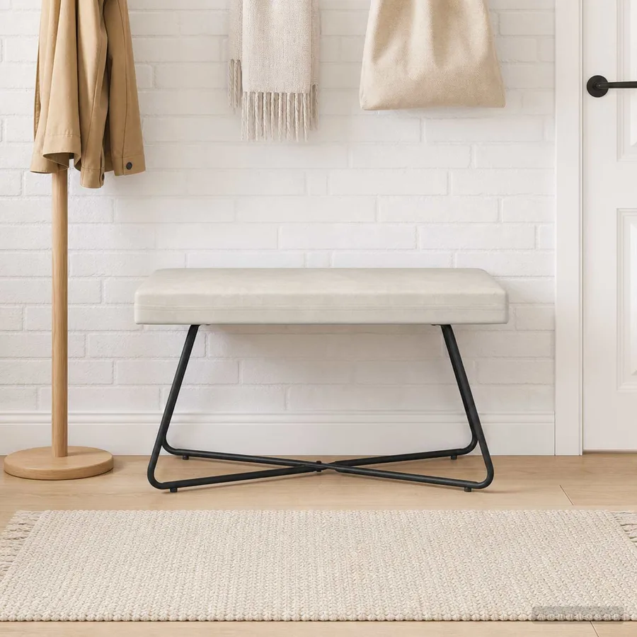 banc Crème 80 x 40 x 45 cm Velours - 4
