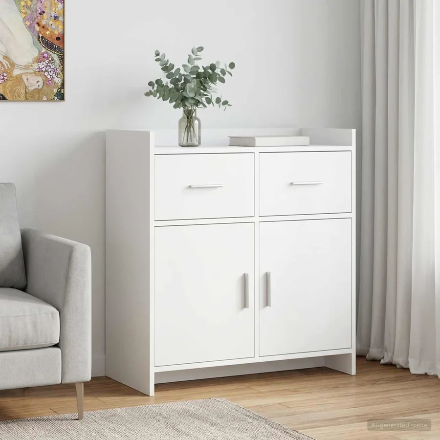 Buffet Blanc 75 x 36 x 80 cm Bois d'ingénierie
