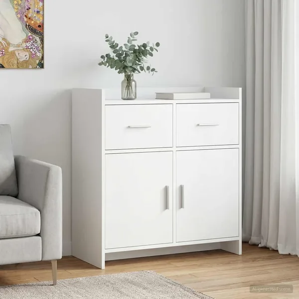 Buffet Blanc 75 x 36 x 80 cm Bois d'ingénierie
