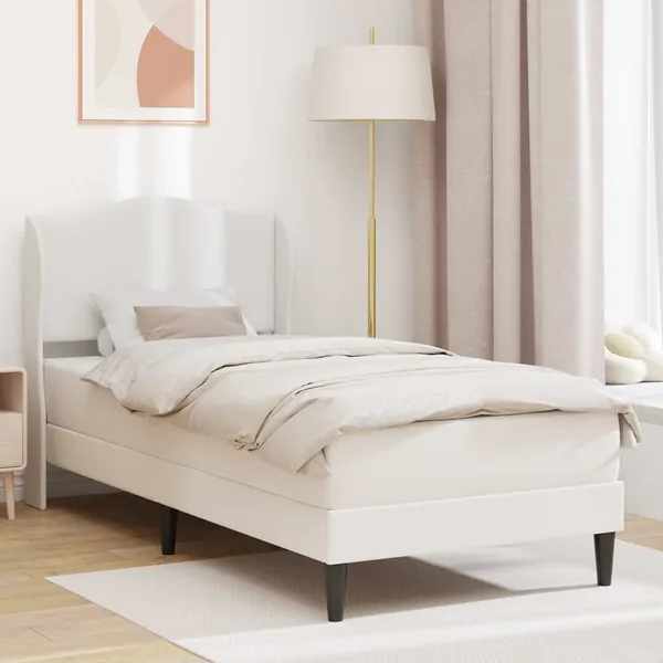 Cadre de lit avec tête de lit Blanc 90 x 190 cm Simili cuir