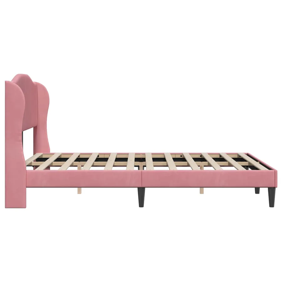 Cadre de lit avec tête de lit Rose 120 x 200 cm Velours - 5