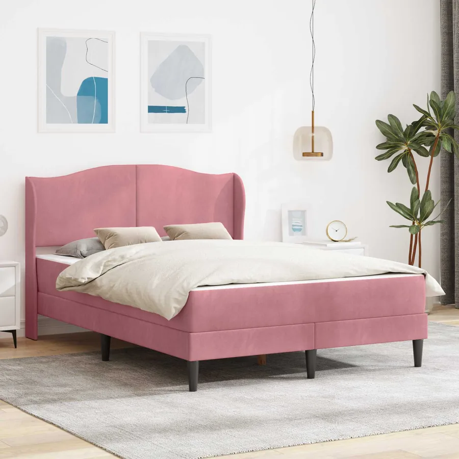 Cadre de lit avec tête de lit Rose 120 x 200 cm Velours