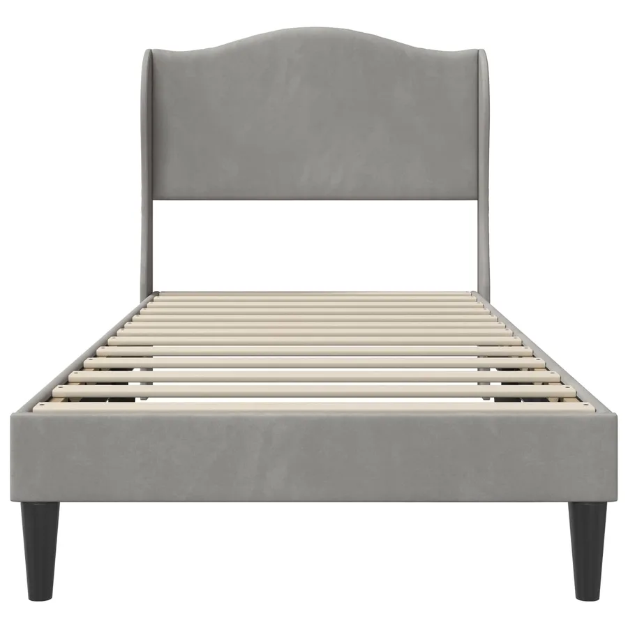 Cadre de lit avec tête de lit Gris clair 90 x 200 cm Velours - 4