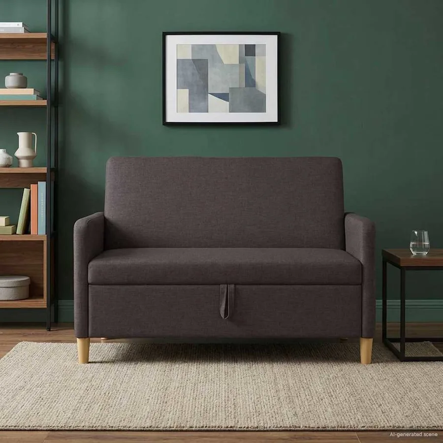 Sofa avec rangement Marron foncé 122 x 78 x 87 cm Polyester - 3