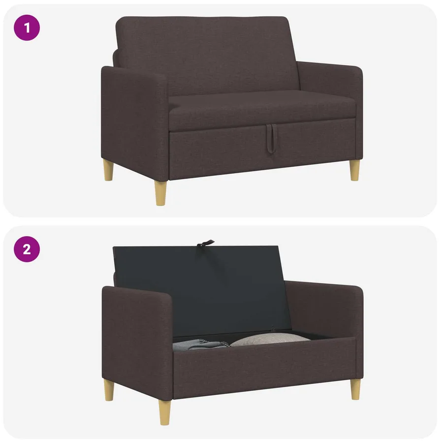 Sofa avec rangement Marron foncé 122 x 78 x 87 cm Polyester - 6