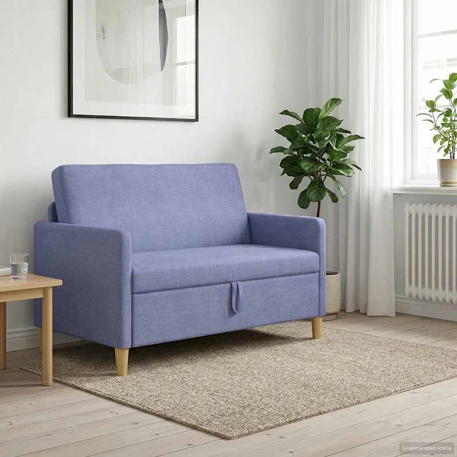 Sofa avec rangement Bleu denim 122 x 78 x 87 cm Polyester