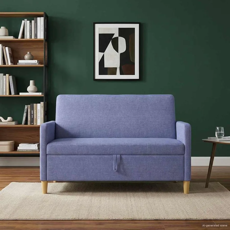 Sofa avec rangement Bleu denim 122 x 78 x 87 cm Polyester - 3