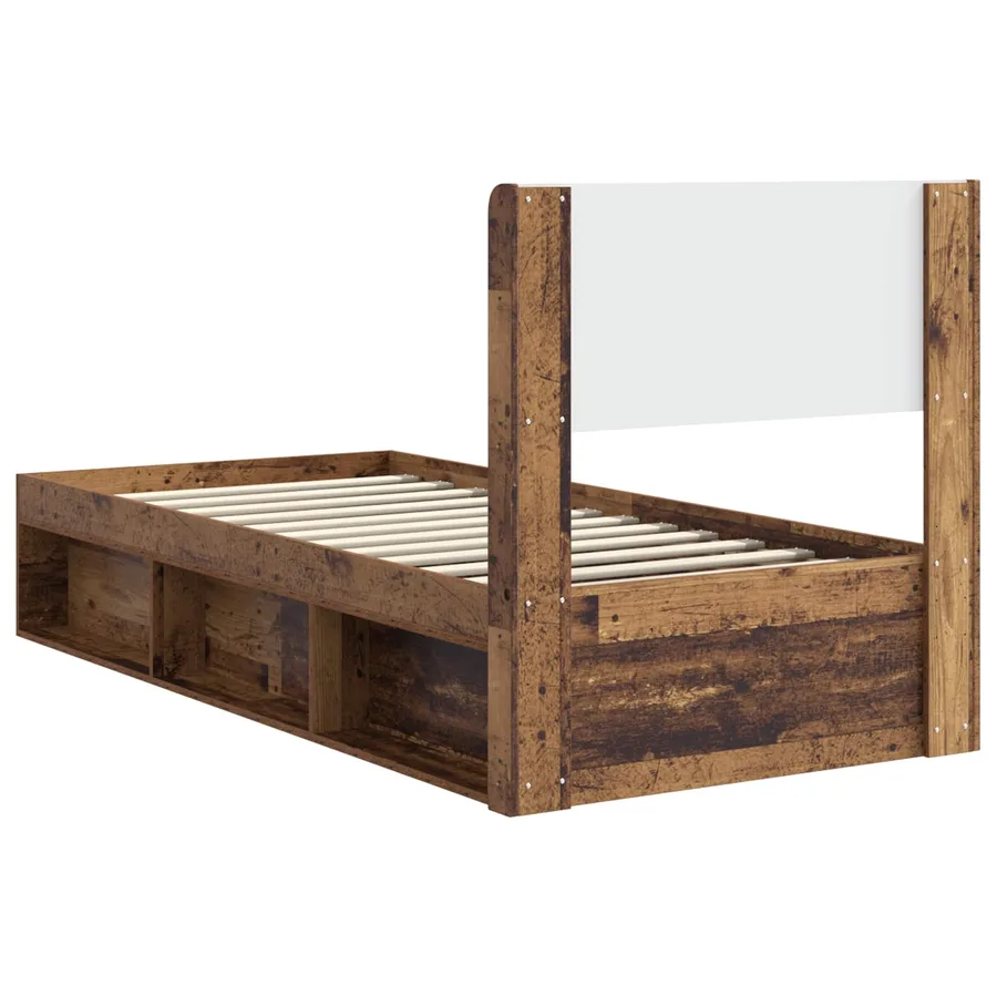 Cadre de lit avec rangement et tête de lit Bois ancien - 7
