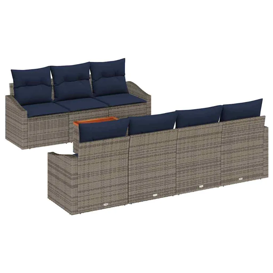 Ensemble de canapé de jardin 8 pcs Gris et bleu marine - 2