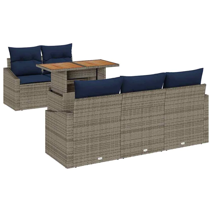 Ensemble de canapé de jardin 6 pcs Gris Poly rotin - 2