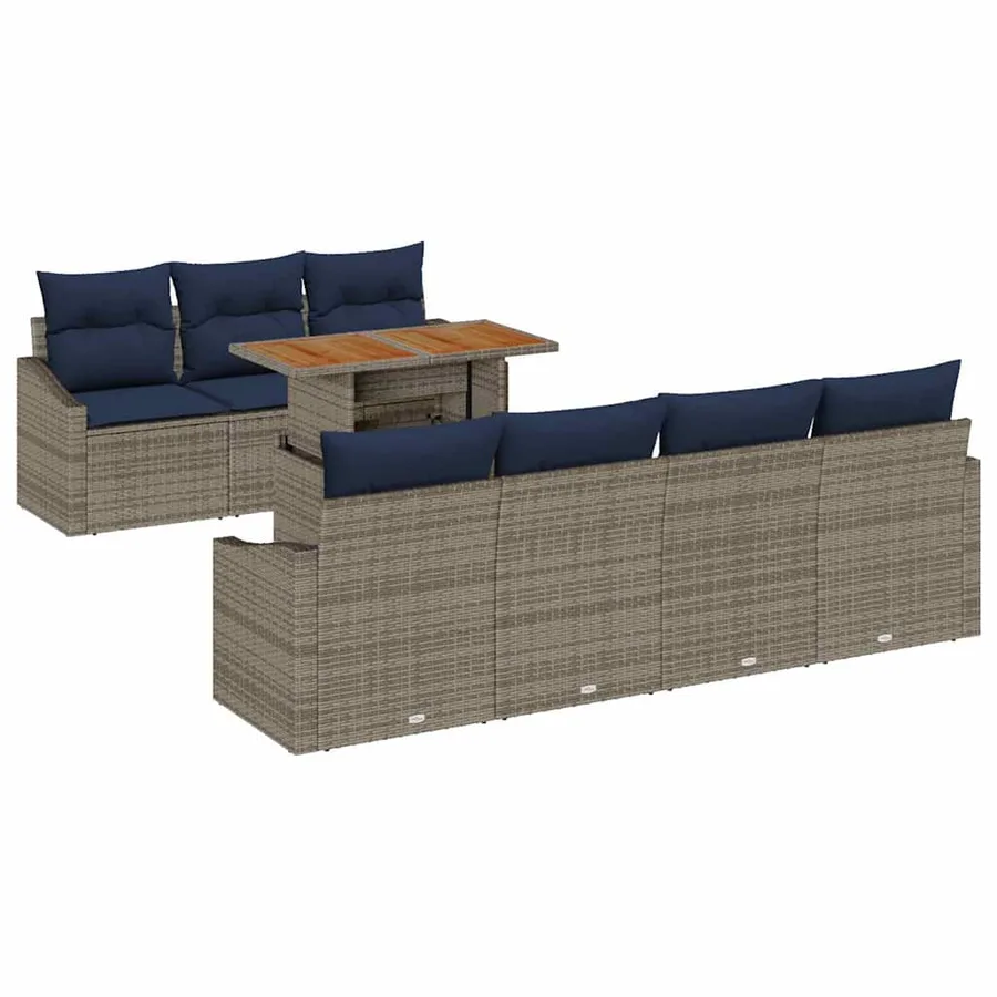 Ensemble de canapé de jardin 8 pcs Gris Poly rotin - 2