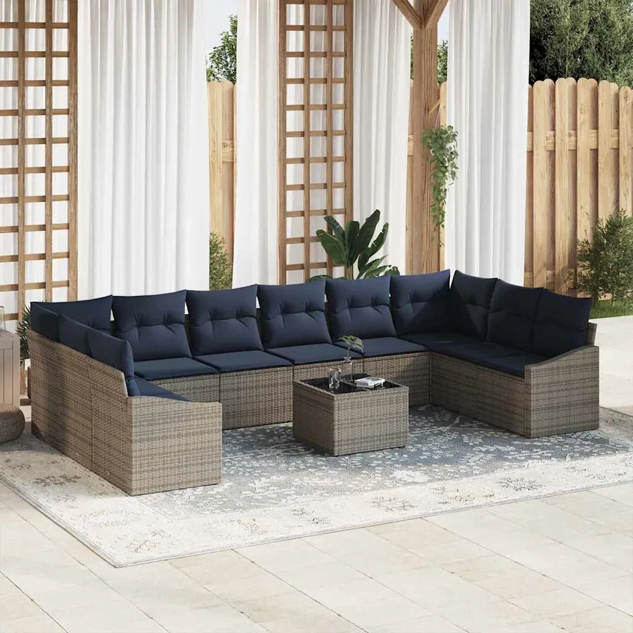 Ensemble de canapé de jardin Gris et marine polyrotin