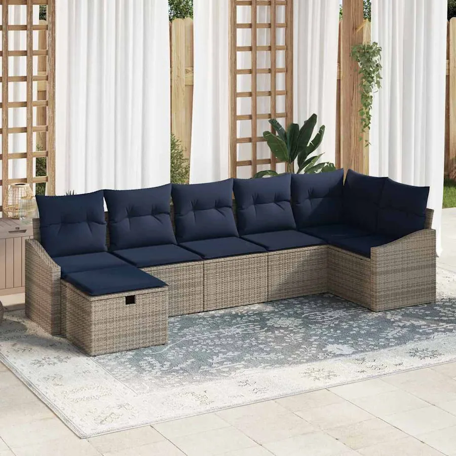 Ensemble de Canapés avec coussin 4 pcs polyrotin