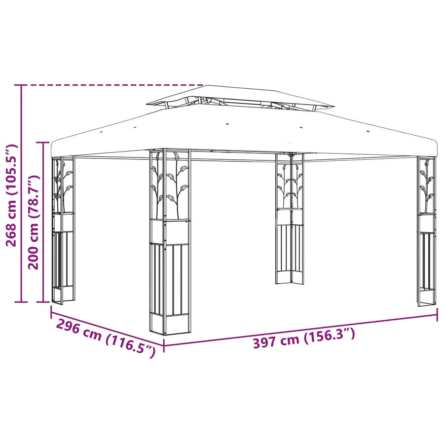 Pavillon 3,97 x 2,96 x 2,68 m Bordeaux Polyester et Acier - 7