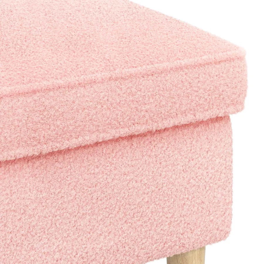 Pouf Rose 55 x 35 x 41 cm Bouclé - 5