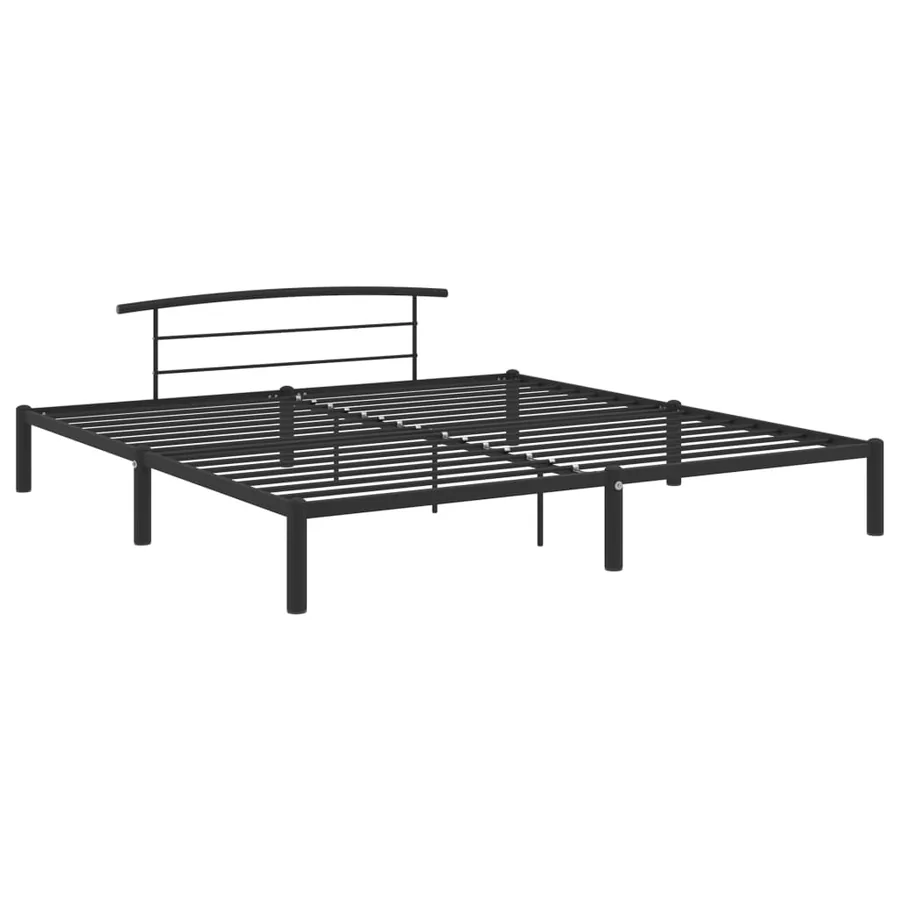 Cadre de lit sans matelas noir métal 180x200 cm - 2