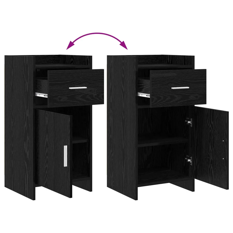 Buffet Chêne noir 40 x 36 x 80 cm Bois d'ingénierie - 9