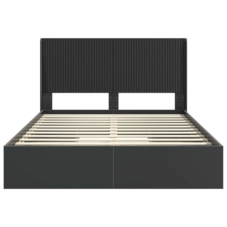 Cadre de lit avec rangement et tête de lit Noir 135 x 190 cm - 6