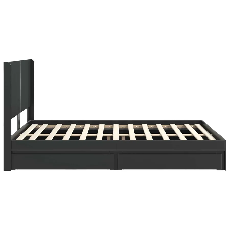 Cadre de lit avec rangement et tête de lit Noir 135 x 190 cm - 7