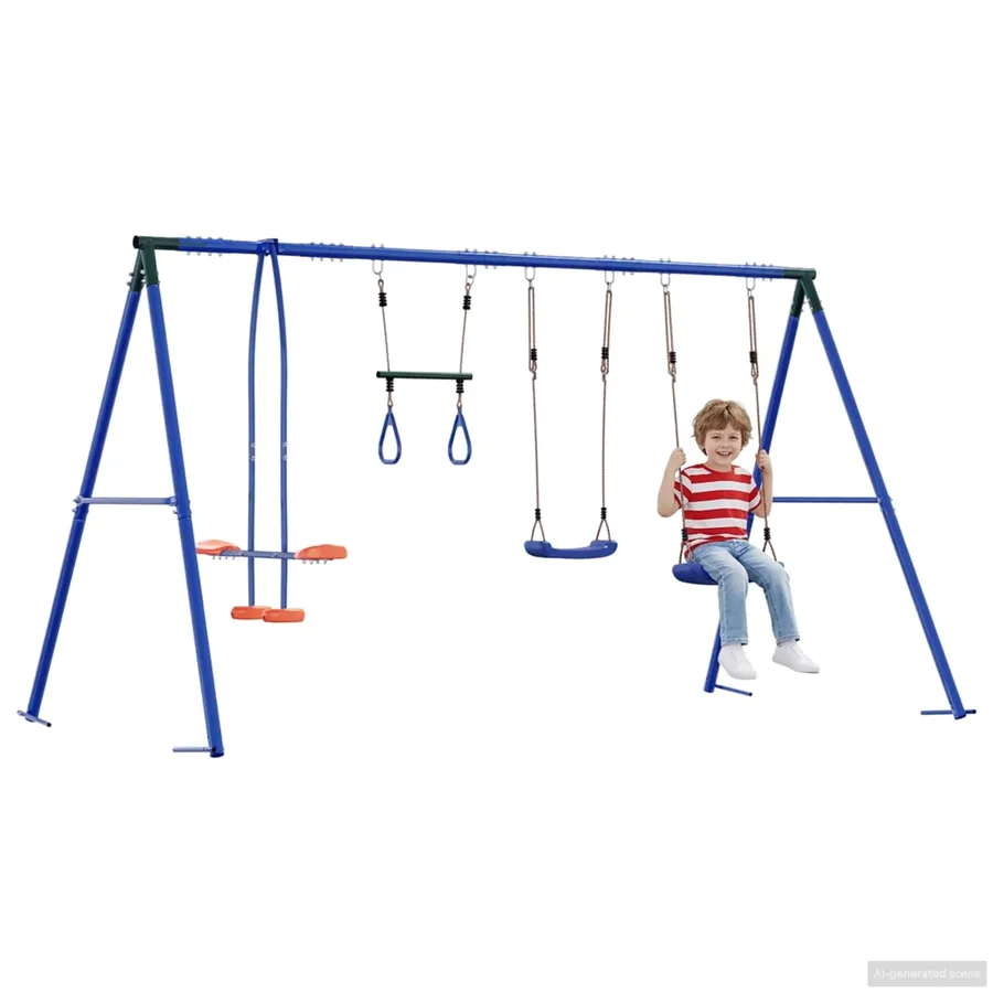 Ensemble de balançoires d'extérieur Multicolore Acier et PE - 3