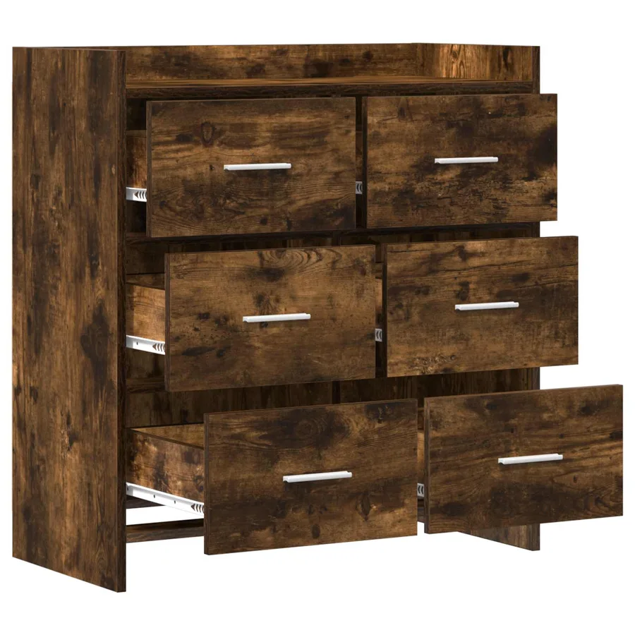 Buffet Chêne fumé 75 x 33 x 80 cm Bois d'ingénierie - 4