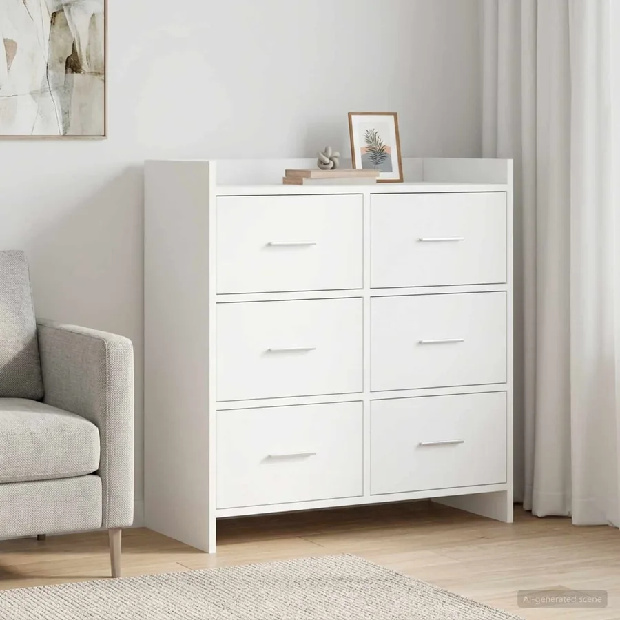 Buffet Blanc 75 x 33 x 80 cm Bois d'ingénierie