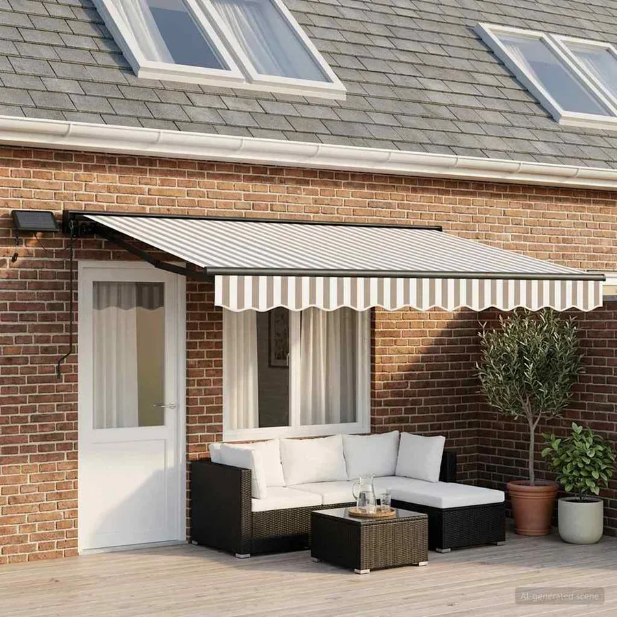 Cadre de store manuel avec LEDs Gris clair et blanc 4 × 3 m - 3