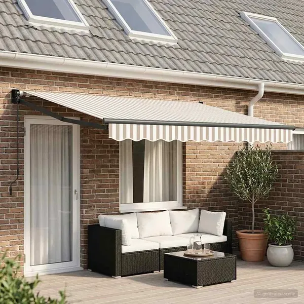Auvent rétractable Gris clair et blanc 4 × 3 m