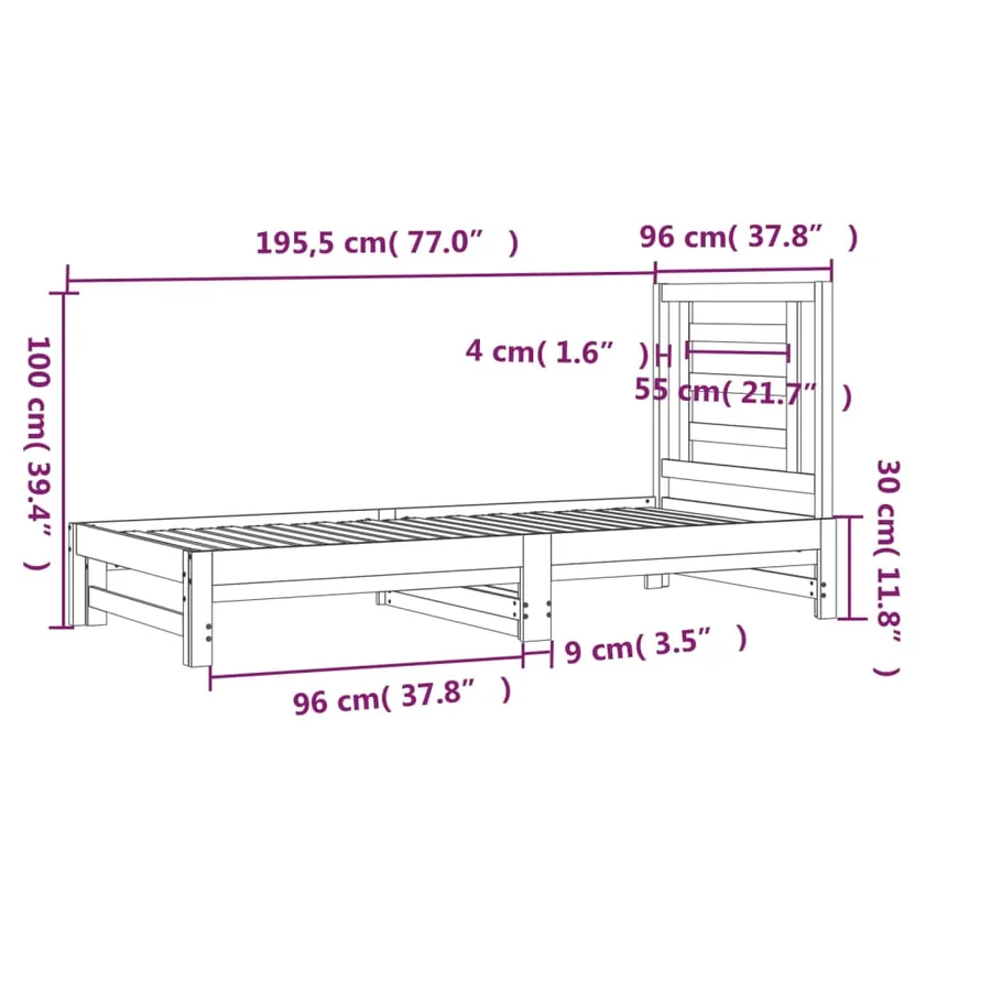 Lit coulissant sans matelas 2x(90x190) cm - 8