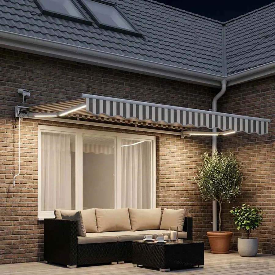 Auvent rétractable électrique Gris clair et blanc 2,5 x 2 m
