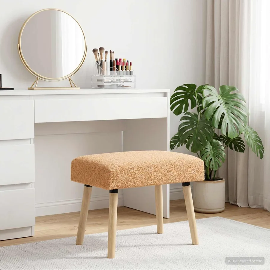banc Uni Beige 60 x 40 x 45 cm Bouclé