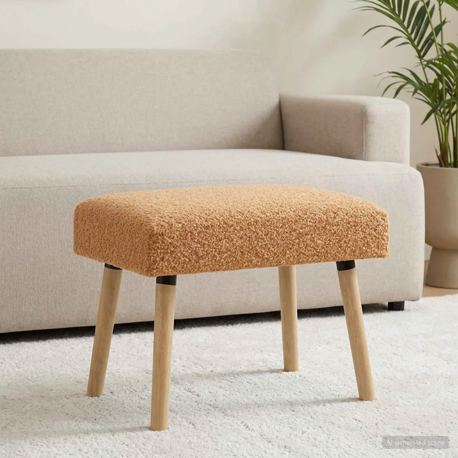 banc Uni Beige 60 x 40 x 45 cm Bouclé - 3
