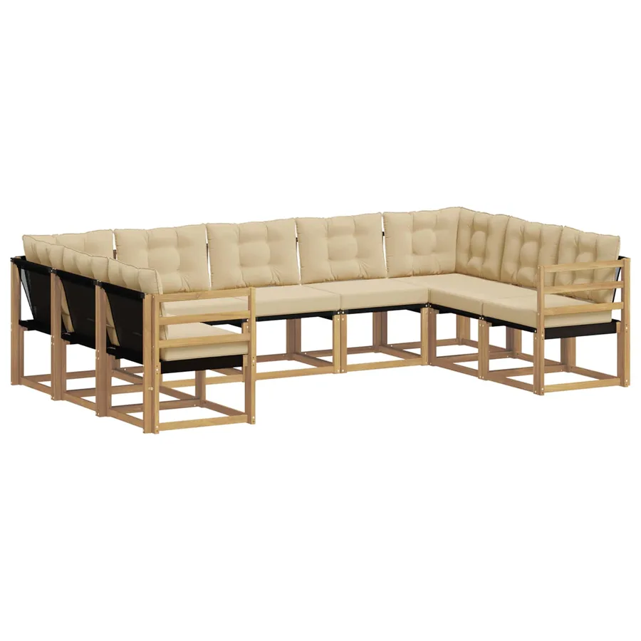 Ensemble de canapés d'extérieur 9 pcs Blanc et Beige - 2