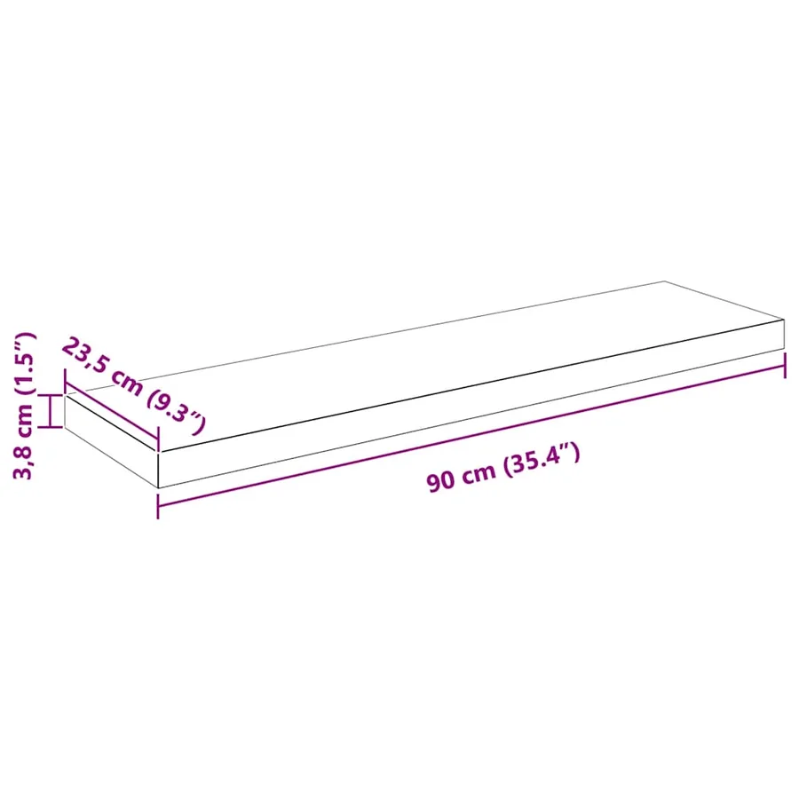 Étagère murale flottante 2 pcs Blanc brillant 90x23,5x3,8cm MDF - 15
