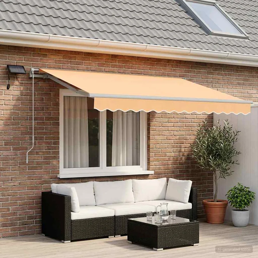 Auvent rétractable Sable 300 x 250 cm Tissu et Aluminium