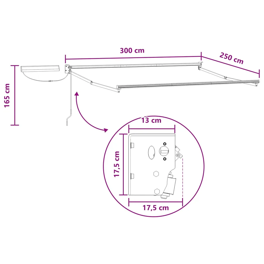 Auvent rétractable électrique Sable 100% Polyester et Aluminium - 9