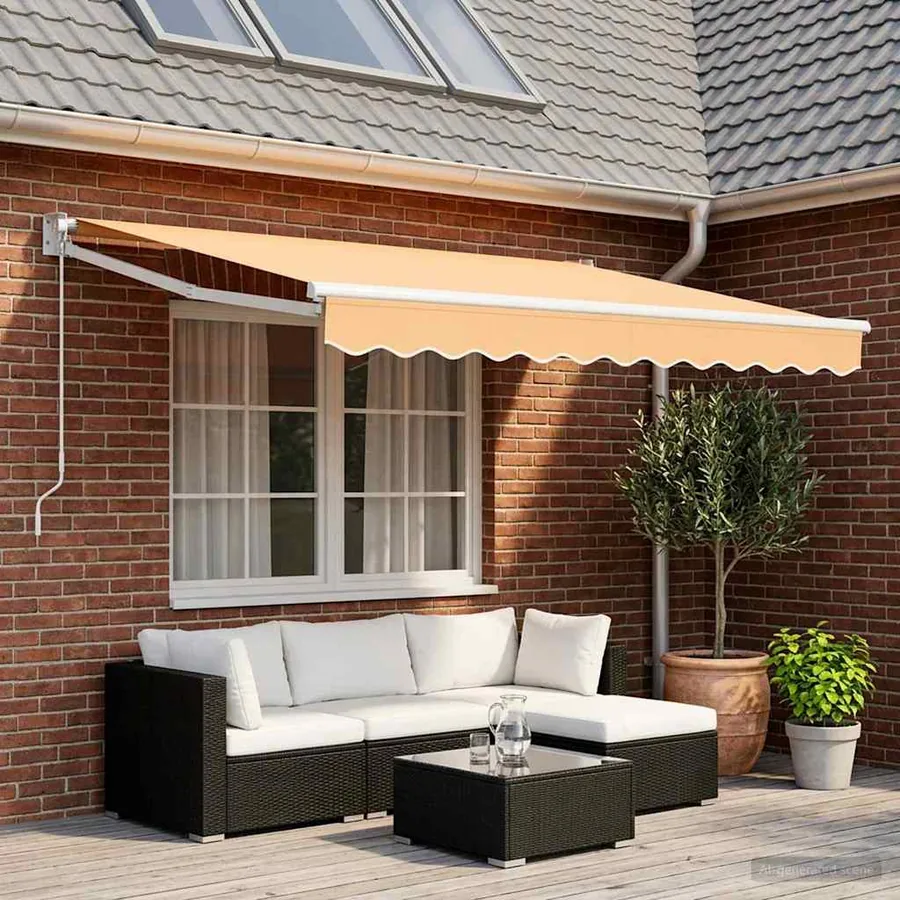 Auvent rétractable Sable 3 x 2,5 m 100% Polyester et Aluminium