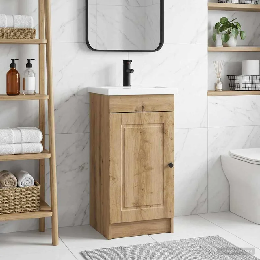 Meuble de salle de bain avec évier Chêne artisanal