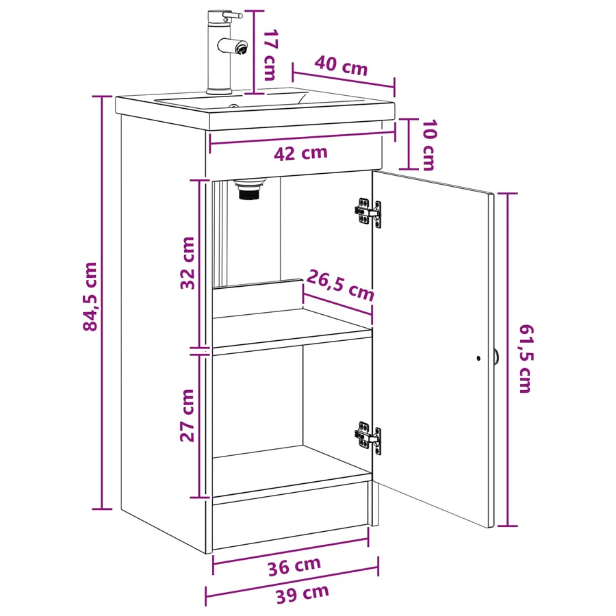 Meuble de salle de bain avec évier Chêne artisanal - 11