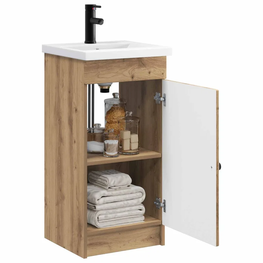 Meuble de salle de bain avec évier Chêne artisanal - 3