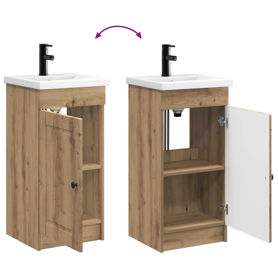 Meuble de salle de bain avec évier Chêne artisanal - 9