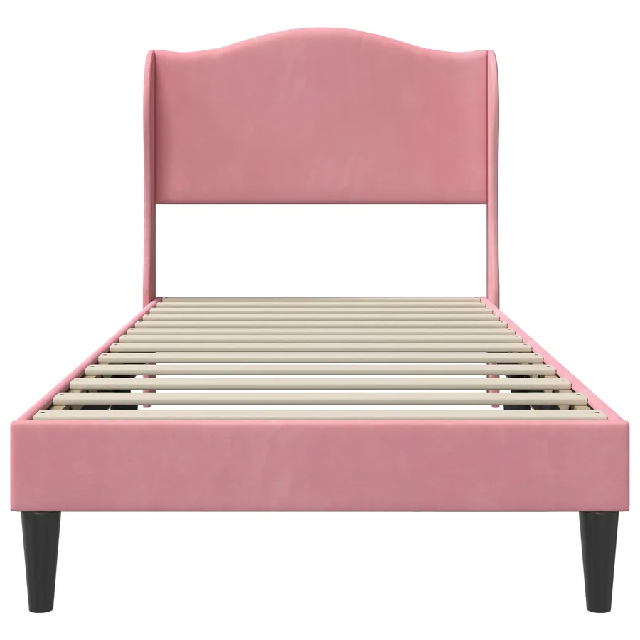 Cadre de lit avec tête de lit Rose 100 x 200 cm Velours - 4