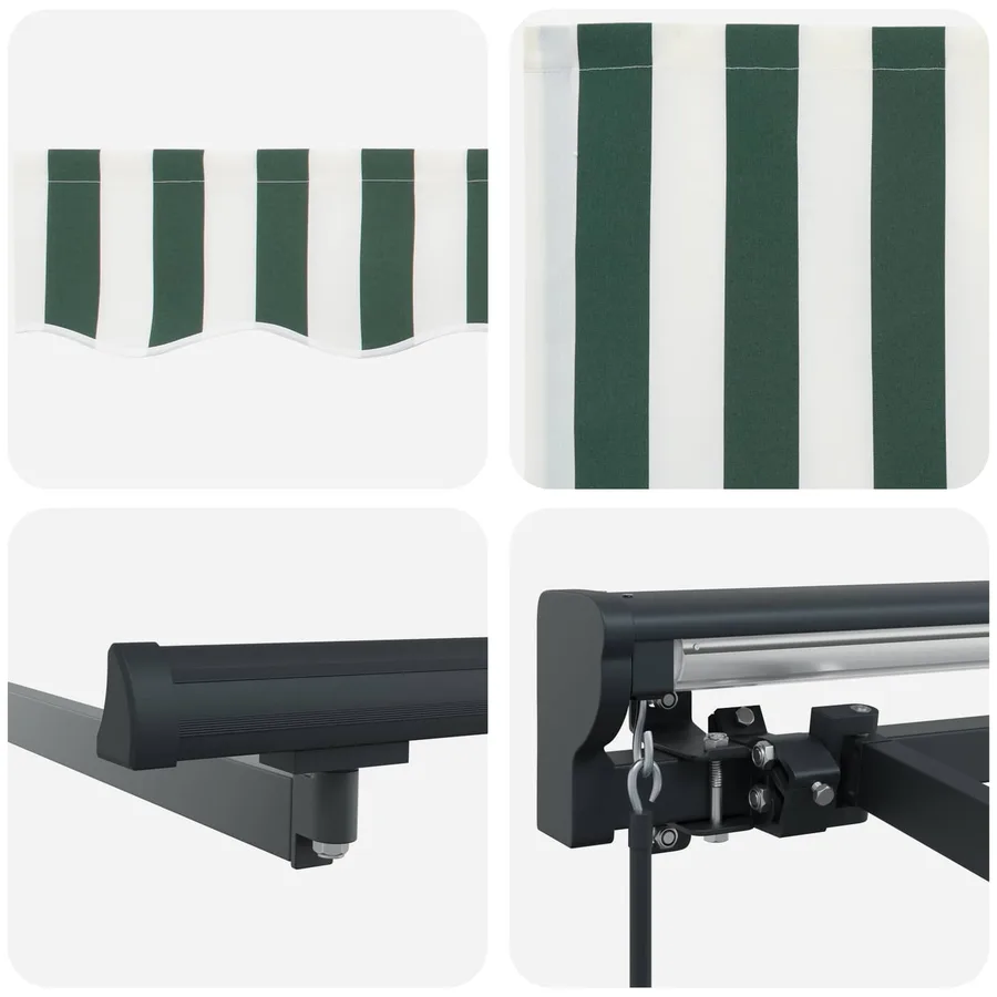 Auvent rétractable manuel Vert et blanc 3 x 2 m - 7