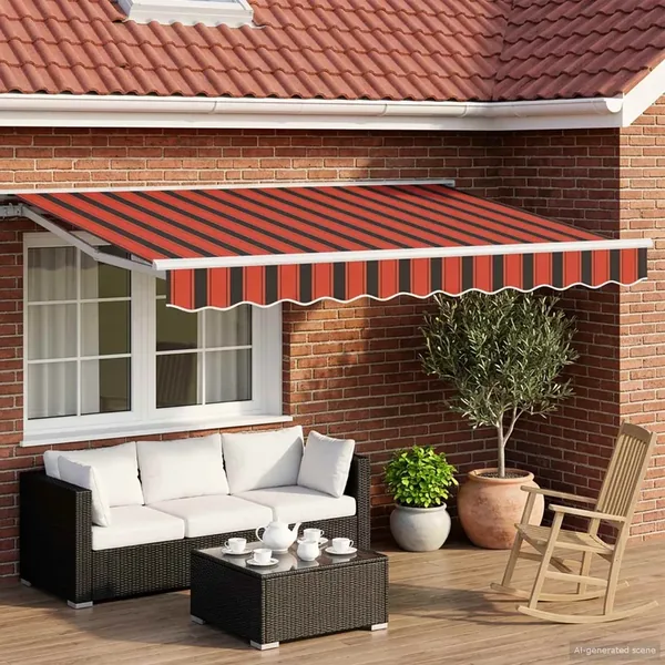 Auvent rétractable électrique Orange, Noir et Blanc 3 x 2 m
